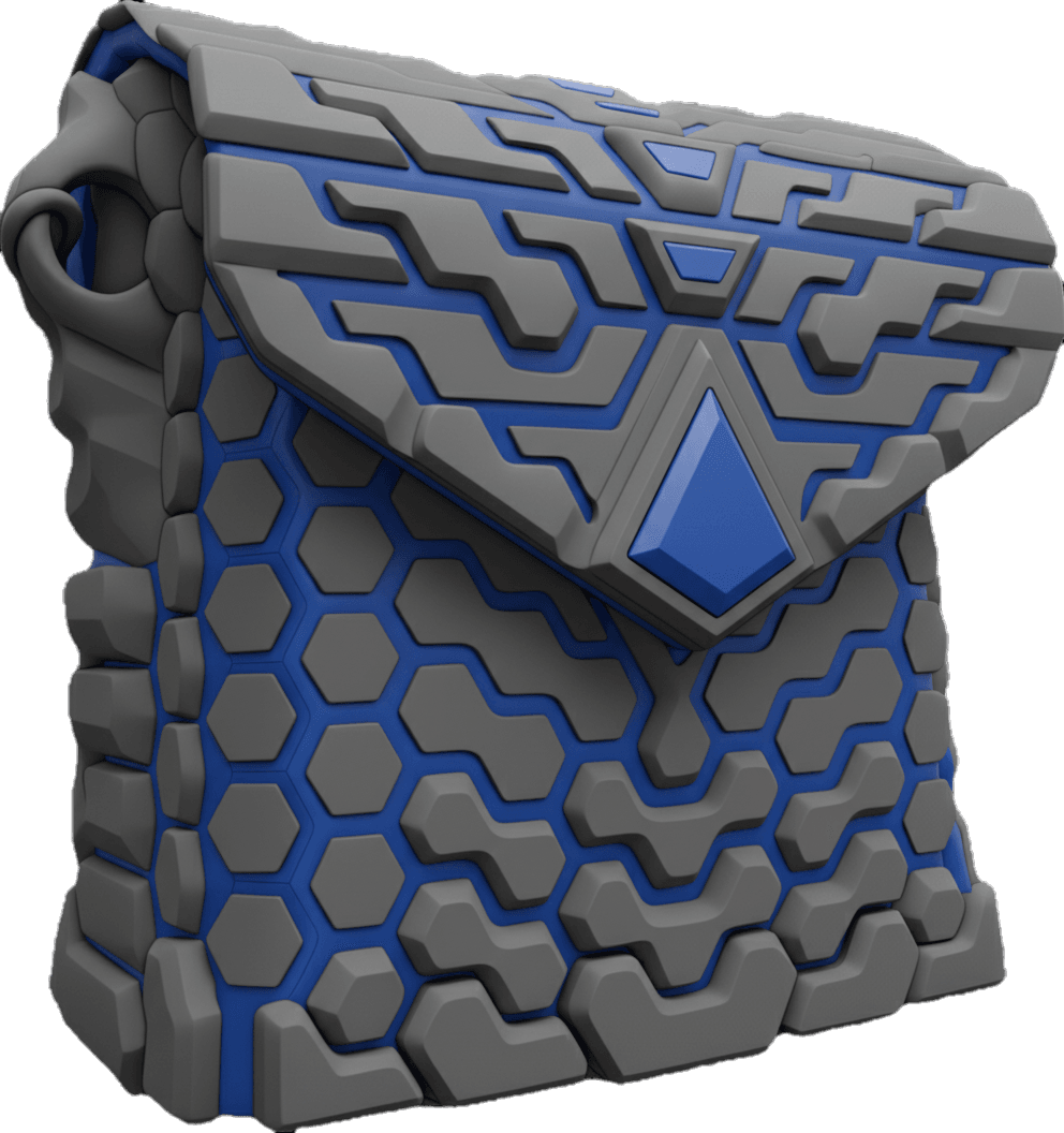 CRYO-LOGIC — Dark Tech Grey / Baby Blue — 3D printed sculptural bag by Variable Objects