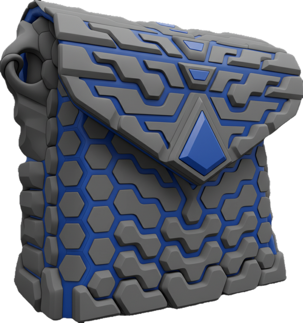 CRYO-LOGIC — Dark Tech Grey / Baby Blue — 3D printed sculptural bag by Variable Objects