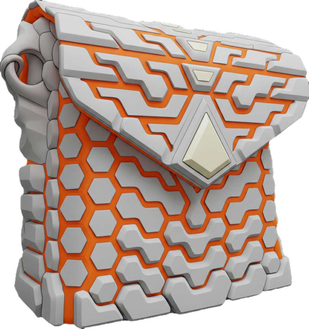 CONCRETE-EMBER — Light Tech Grey / Neon Orange — 3D printed sculptural bag by Variable Objects