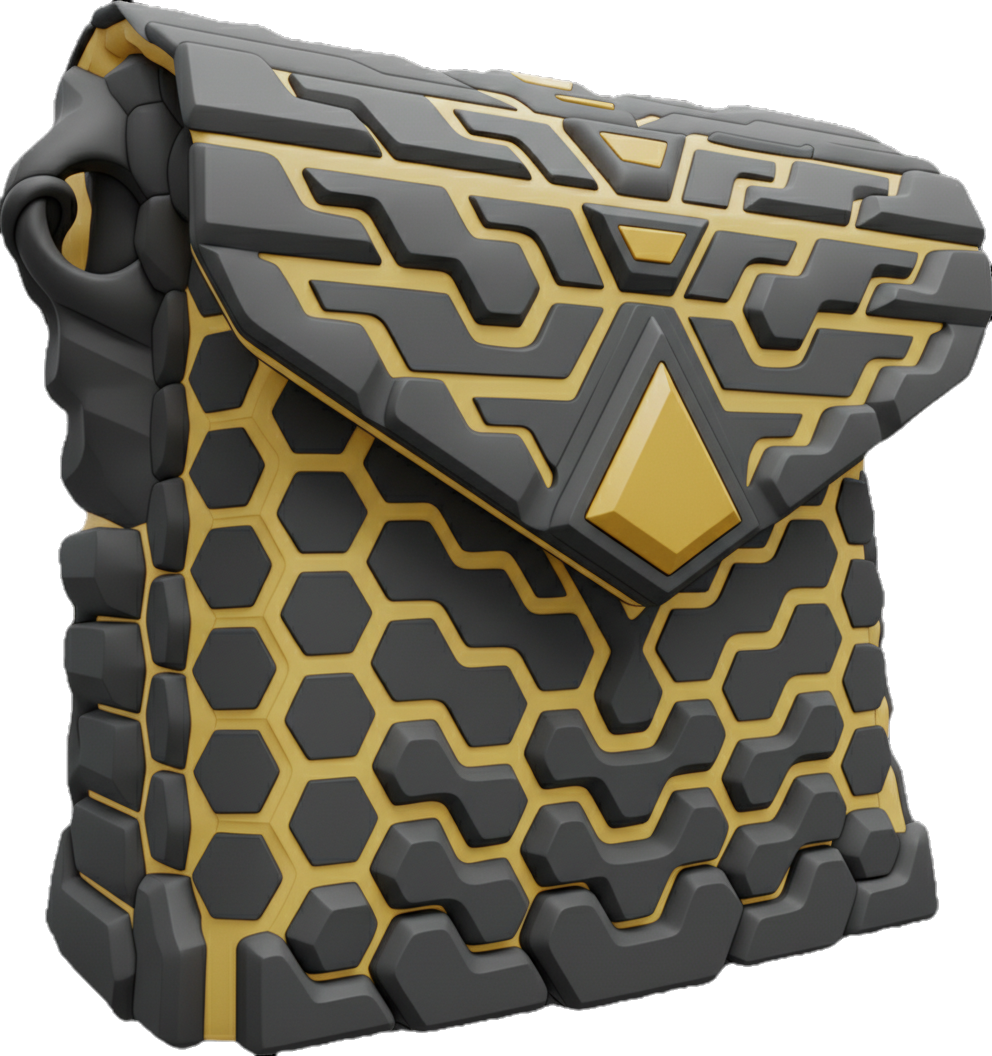 LUNAR-SULPHUR — Dark Gray / Hazard Yellow — 3D printed sculptural bag by Variable Objects