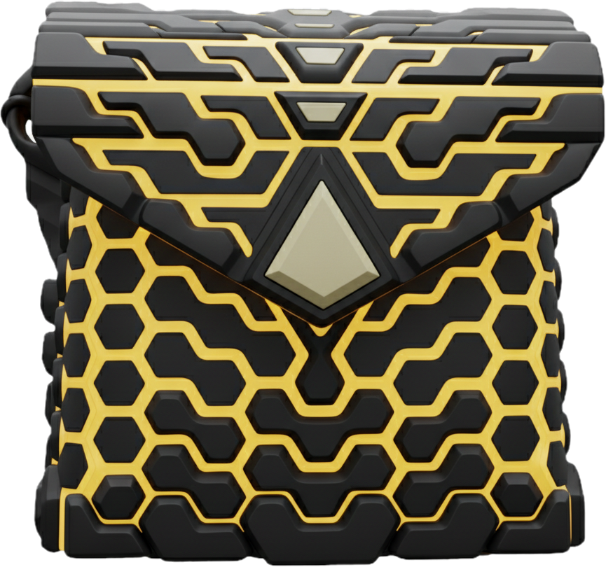 HIVE-VOLTAGE — Cosmic Black / Shining Yellow — 3D printed sculptural bag by Variable Objects