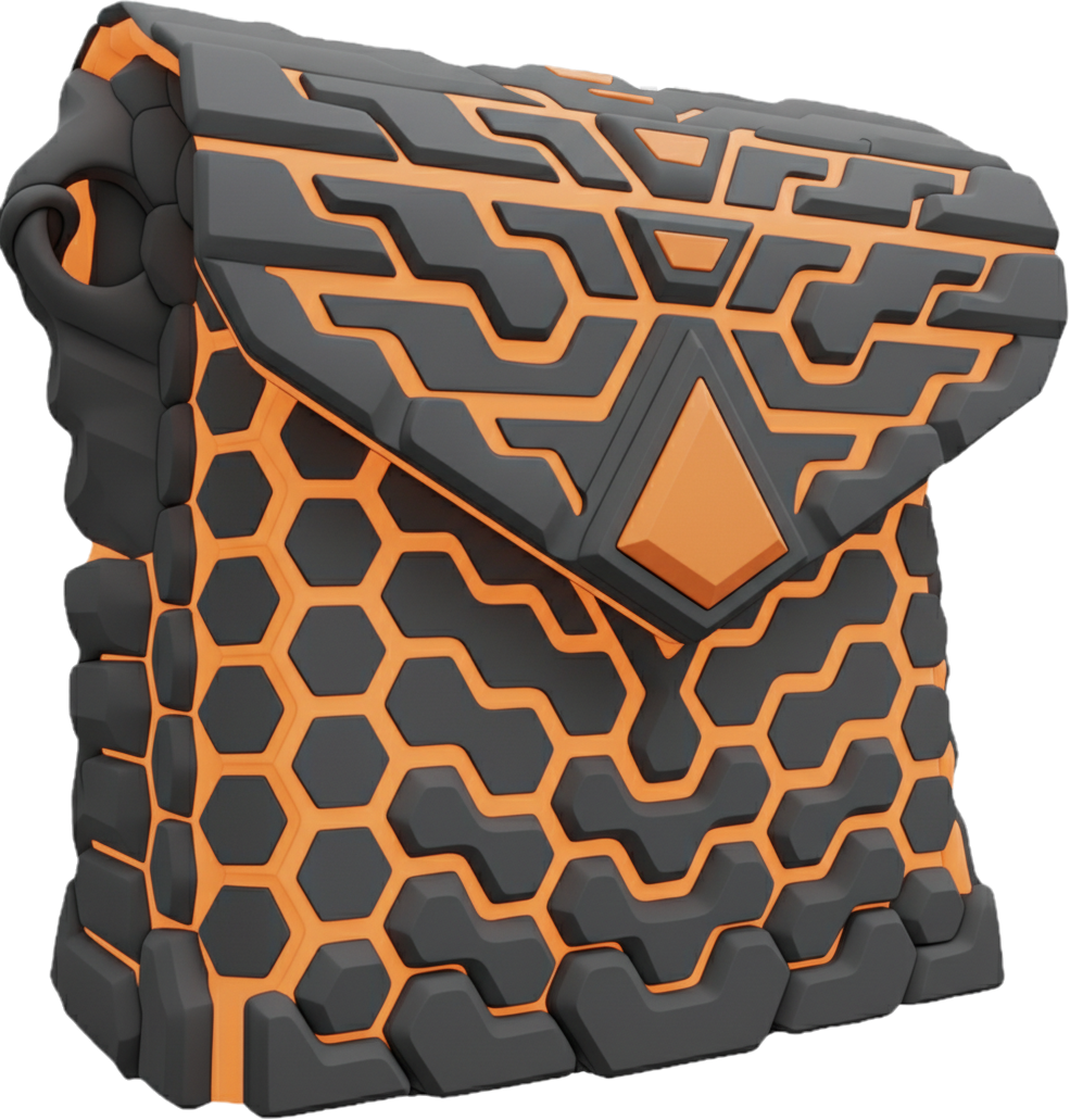 VECTOR-BURN — Cosmic Black / Neon Orange — 3D printed sculptural bag by Variable Objects